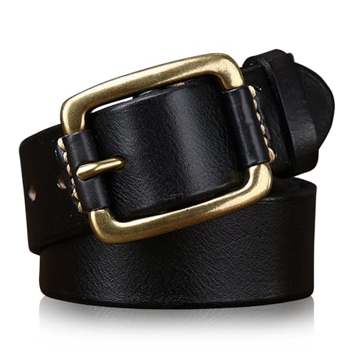 Vintage Full Grain Leather Belt for Men Versatile Fashion Belt Packed in Gift Box, 1.5