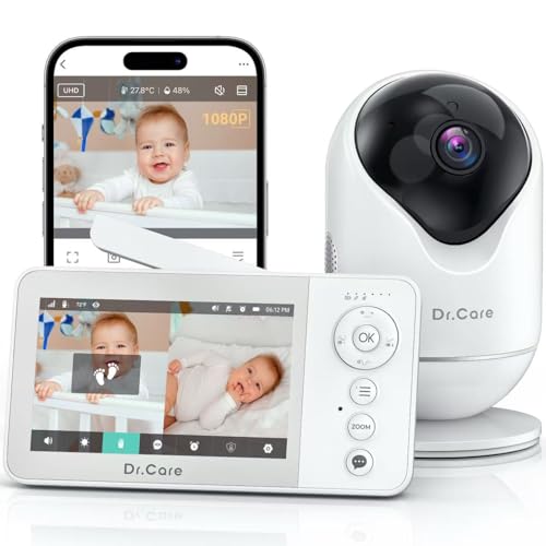 Dr.Care VistaView Lite RB Smart WiFi Baby Monitor - 4&rdquo; 720P Split Screen & 1080P Camera App...