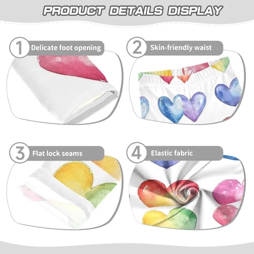 Watercolor Colorful Love Hearts Girls Leggings Kids Yoga Pants Dance Active Tights 4T3