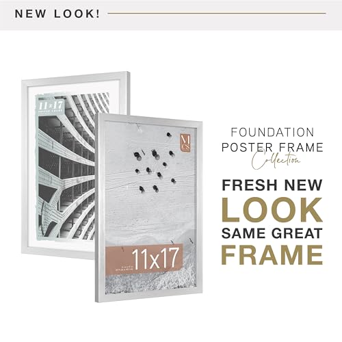 Image of MCS Foundation 11x17 Poster Frame Traditional Silver, Vertical & Horizontal Wall Hanging Large Picture Frame for Photos, Posters & Art Prints (1-Pack)
