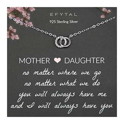 EFYTAL Mother Daughter Necklace, Mother Daughter Gift, Daughter Gifts from Mom, Mom Birthday Gifts from Daughter, Mom and Daughter Necklace, Mom Necklace for Women, Mother Daughter Jewelry Cover