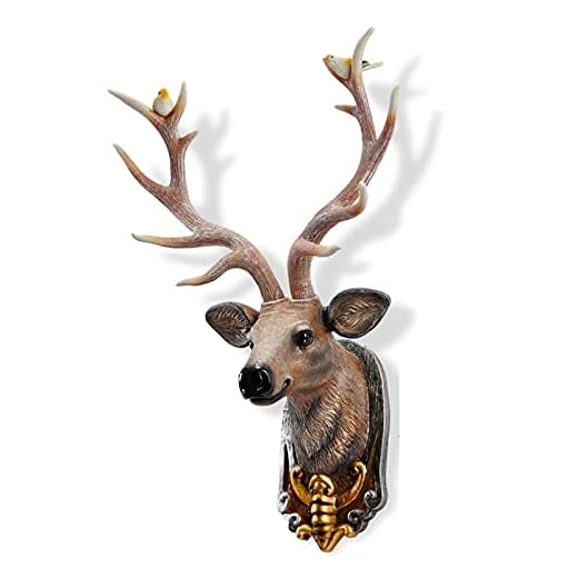 Deer Head Wall Decor,Wall Mounted Faux Antlers Wall Sculptures,Resin handicrafts Sculpture Deer Head Home Decoration,Faux Taxidermy Animal Head Art Wall Decor Pendant for Home and Office