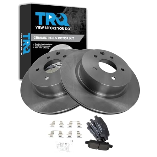 Image of TRQ Rear Brake Pad and Rotor Set Ceramic Compatible with 2009-2014 2009-2017 Nissan Maxima
