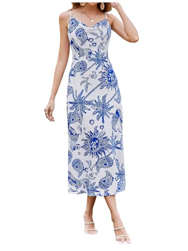 Image of Floerns Women's Leopard Print Draped Collar Spaghetti Strap Cami Long Dress