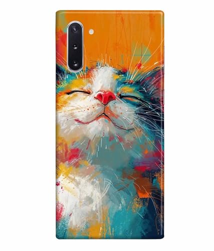 Image of Printed Hard Back Case Cover & Compatible for Samsung Galaxy Note 10 | Cat Painting Art (Multicolor) - D1191
