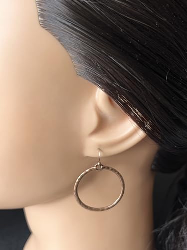 Hammered Open Hoop Copper Dangle Earrings2