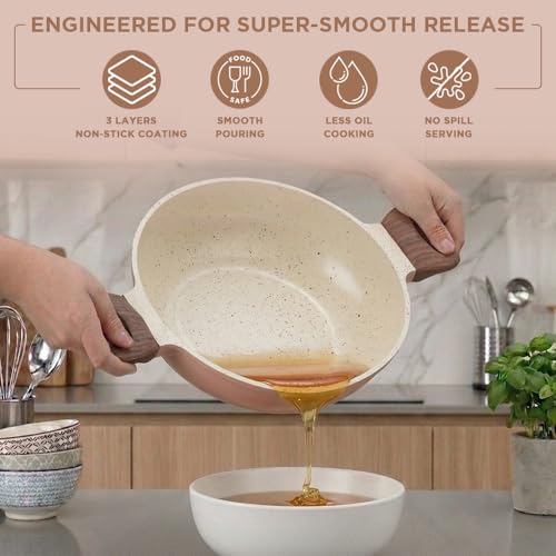 Image of Vinod Ceravit Deep Kadai with Glass Lid 22 cm 1.8 Litre | Non Stick Healthy Cookware | No PFAS & PFOA | Patented NMAC Ceramic Coating | 4.8 mm Thick | Metal Spoon Friendly | Gas & Induction Compatible
