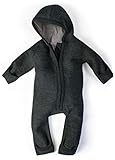 Ehrenkind® WALKOVERALL | Baby Wollwalk-Overalls aus Natur Schurwolle mit Reißverschluss | Walk Wolle Woll-Anzug für Kleinkind und Baby | Anthrazit Gr. 98/104