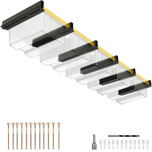 5-Pack Overhead Garage Storage Rack, Ceiling Mounted Tote Storage Rails