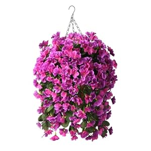 INQCMY Artificial Fake Hanging Plants Flowers Basket for Summer Outdoor Outside Decoration,Faux Silk Begonia Flower in Planter Look Real UV Resistant for Home Porch Patio Balcony Yard Decor