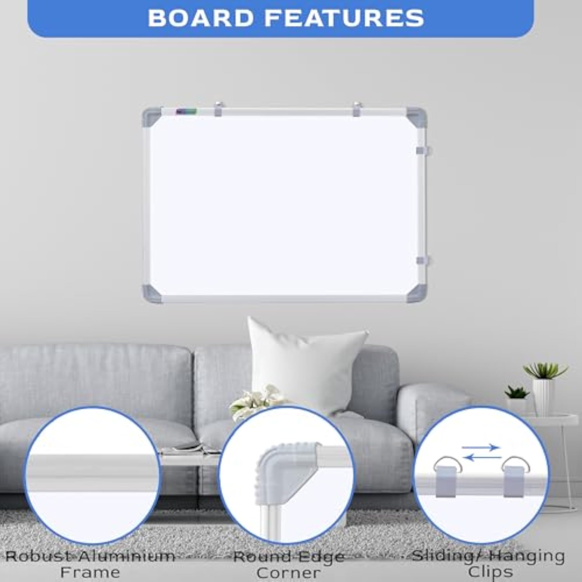 Double-Sided Board and Chalkboard Combo 2x3 Feet