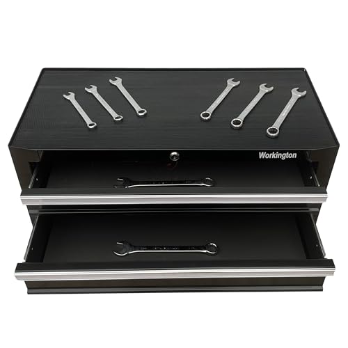Workington Industrial 2 Drawers Portable Metal Intermediate Box, 26" Middle Tool Chest Cabinet with Ball Bearing Drawer Slides, Steel Tool Storage Box Organizer 4008 Black - Thumbnail 6