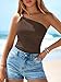 PRETTYGARDEN One Shoulder Going Out Tops for Women Trendy 2026 Summer Y2K Clothes Sleeveless Fitted Spring Fashion Shirts (Brown,Medium)