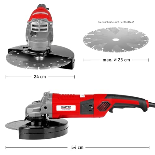 WALTER Winkelschleifer 2000 Watt, Scheiben-Ø: 230 mm, Polieren, Flexen, Flächen und Kanten...