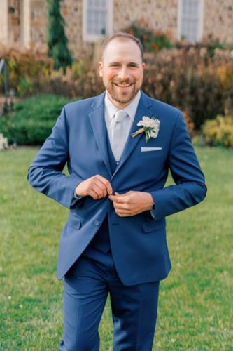 Wangyue 3 Pieces for Men Slim Fit Suit Set Two Button Blazer Jacket Vest Pants Formal Business Suit Wedding Prom Tuxedo4