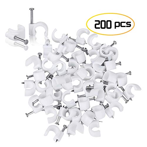 Cable Wire Clips 4Mm 6Mm 8Mm 10Mm (Pack Of 200) Cable Management Rg6 Rg59 Cat5 Cat6 Rj45 Electrical Ethernet Dish Tv Speaker Wire Cord Tie Holder Single Coaxial Nail Clamps #TOP1