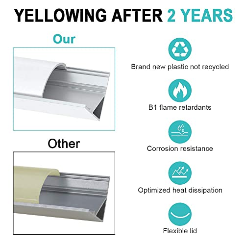 6 Pack V Shape Led Aluminum Channel for LED Strips, 1Meter/3.3ft Aluminum Profile with Milky White Cover, Led Track Diffusers with End Caps, Mounting Clips and 90 Degree Corner Connector