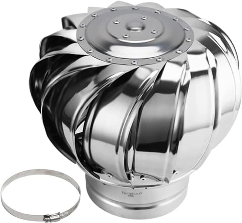 KAVERN Chimney Cowl Cap Tool, Rotating Stainless Steel Vent Cowl Rotating Spinner AntiDowndraught Fits Most Standard Chimney Pots(110mm)