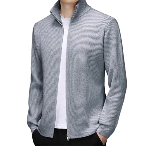 Men's Vintage Cardigan Solid Color High Collar Zipper Fly Knit Spring Fall Wear