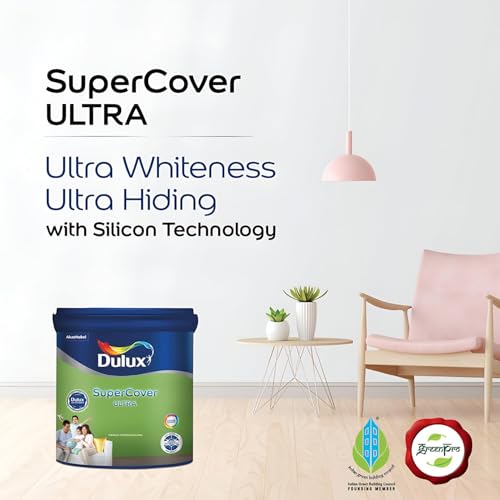 Image of Dulux SuperCover Ultra - Premium Interior Emulsion Paint For Walls and Ceilings | Smooth Matte Finish | Durable, Long-Lasting Paint with Extra Coverage (1L, Br.White)
