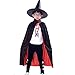 WESTLINK Cloak with Collar Costume Cape (35-66inches) Black Red Reversible