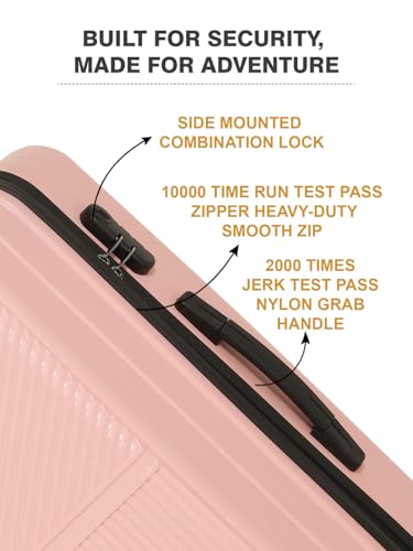 Image of Teakwood Set of 2 8 Wheels Trolley Bag, Hard Cabin with Zipper Closure, Adjustable Push Button & Cross Side Strap, Number Lock System 360 Degree (Set of 2, Rose)