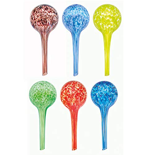 Set of 6 Multicoloured Glass Watering Globes H14.5cm