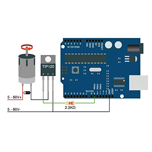Youmile 30 stücke TIP120 60 V 5A NPN Darlington Bipolar Leistungstransistor TO-220 3Pin für Arduino Mit 2,2 k Ohm Widerstände, 1N4001 DIODE