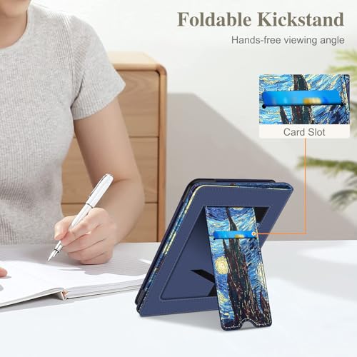 Image of Fintie Case for 7 inch /6.8 inch Kindle Paperwhite(12th /11th Generation-2024 /2021) and Kindle Colorsoft Signature Edition -Slim Foldable Stand Cover Auto Wake /Sleep for Paperwhite 2024, Starry Night