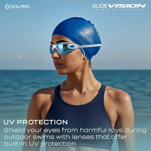 Image of Solpro Glide Vision Unisex Adult Swimming Goggles for Women,Men,Boys,Girls,Teenagers,Athletes,Swimmers|2 in 1 with Built In Earplugs for Training,Competition in Pool,Beach,Water Sport,Activties