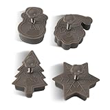 QUXVUIS 4 Stück Backformen für Weihnachtsplätzchen, Weihnachtskuchen, Schokoladenkuchen, Weihnachtskekse, Desserts, Urlaub, Backformen, Küche, Grau