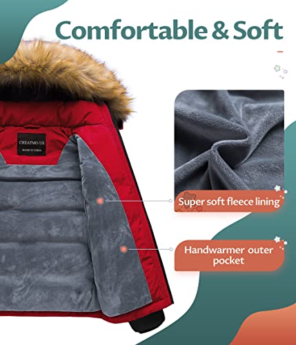 Image of CREATMO US Boy's Water Resistant Winter Coats Warm Fleece Lined Outwear Windbreaker Ski Jacket