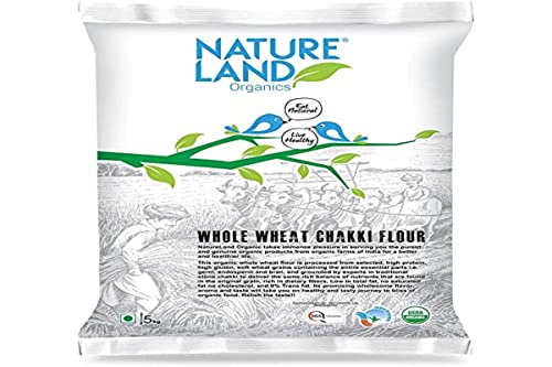 Image of Natureland Organics Whole Wheat Flour 5 Kg - Organic Wheat Flour & Natureland Organics Kachhi Ghani Pure Mustard Oil 1 LTR - Cold Pressed