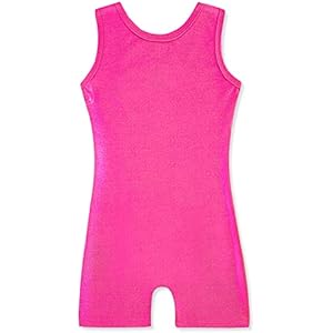 HOZIY Gymnastics Leotards with Shorts for Girls Toddlers Kids Biketard Tumbling Outfits Sparkle Unicorn Leopard Galaxy 7-8 Years A Sparkly Hot Pink