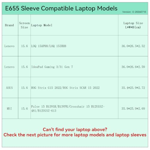 Image of Smatree Laptop Sleeve for 15.6 inch Lenovo IdeaPad Gaming /LQQ, ASUS ROG Strix G15,MSI Pulse /Crosshair, Protective Laptop Case with Accessory Pocket,YKK Zipper,Patented Shockproof Design(E655)