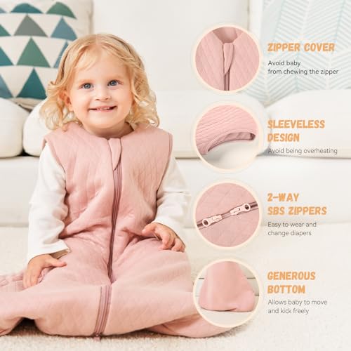 Image of Yoofoss Baby Sleep Sack 6-12 Months TOG 2.5 Winter Baby Wearable Blanket, 100% Organic Cotton Infant Sleeping Sack 2-Way Zipper Warm Quilted Sleep Sack
