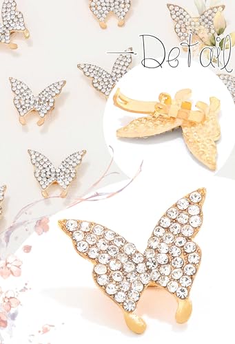 Pinzas para el cabello mini mariposa doradas con pedrería 15 pcs miniatura 4