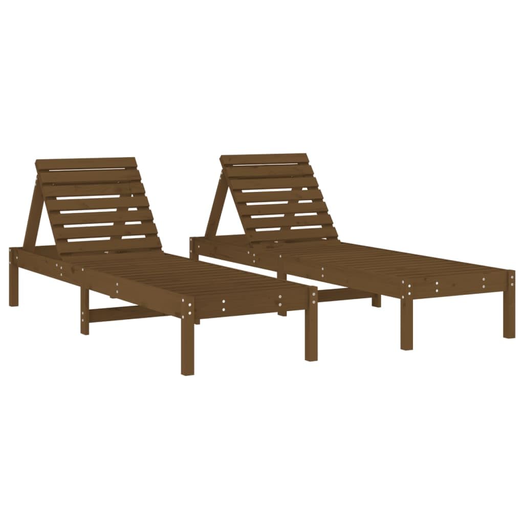 vidaXL Tumbonas 2 uds, Sillones con Respaldos Ajustables, Tumbonas de Listones, Asientos para Piscina Jardín Patio, Madera Maciza de Pino Marrón