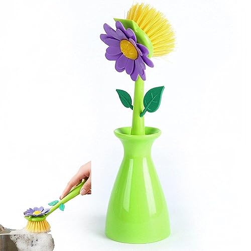 Flower Shape Cleaning Brush Removable Handle Brush Kitchen Bathroom Brush Bowl Dish Pot Cleaning Brush