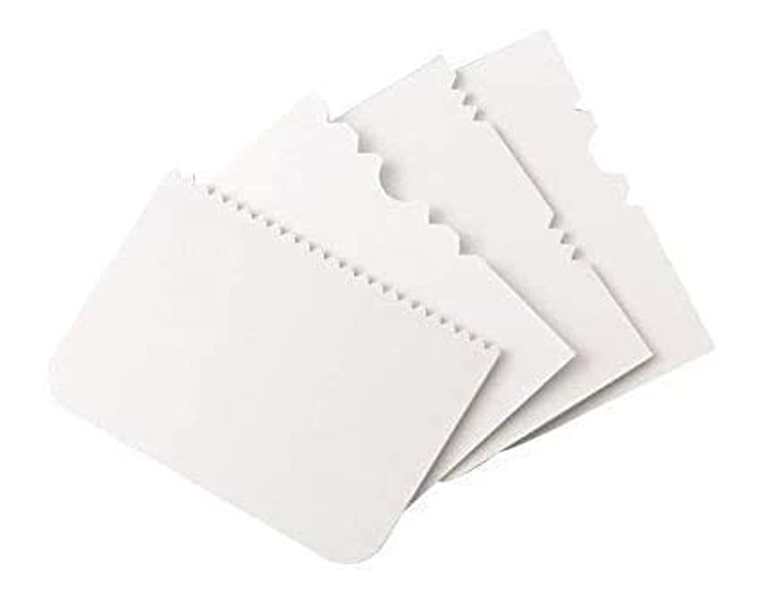 ANADIK 4pcs/Set Plastic Dough Bench Scraper Cake Cutter, Chopper, Smoother Icing Fondant Cake Decorating Pastry Baking Tool (White)