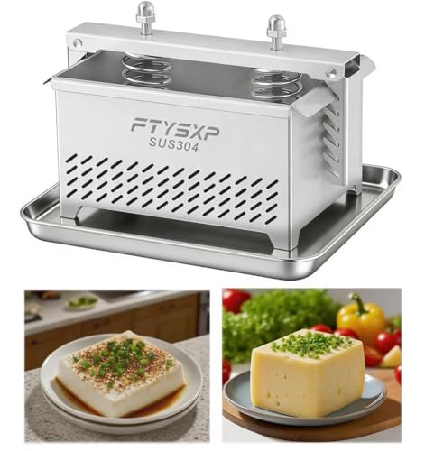 FTYSXP Prensa De Queso De Acero Inoxidable 304, Prensa De Tofu De Presión Ajustable, Prensa De Jamón, Segura Y Fácil De Usar, Fabricante De Tofu, Fabricante De Paneles