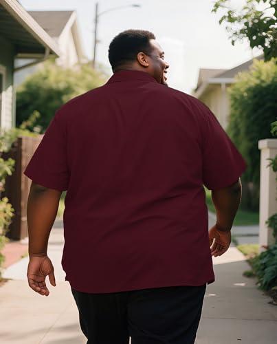 Big and Tall Button Down Shirt with Pockets for Men, 3XL-8XL Casual Summer Short Sleeve Shirts Soft Lightweight3