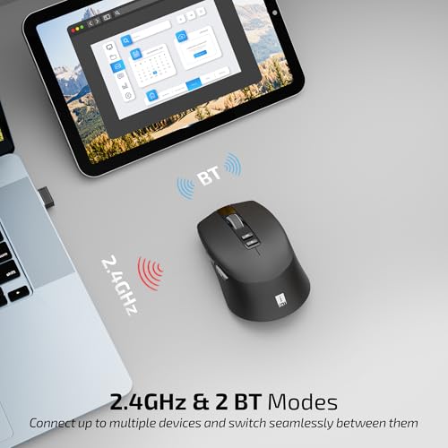 Image of iBall GLIDR Ai1 Smart AI Wireless Mouse, Powered by ChatGPT AI Voice & Text Translation, Voice Typing, Centralized AI Software, 100+ Languages, Dual Mode (BT + 2.4GHz), Rechargeable Battery (Black)
