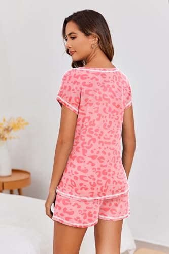Ekouaer Womens Pajama Sets 2 Piece Soft Short Sleeve Top and Shorts Sleepwear Round Neck Pjs Lounge Set with Pockets4