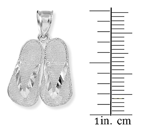 925 Sterling Silver 3D Flip Flops Summer Charm Sandal Pendant Necklace, 18" #TOP3