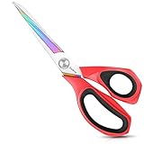 Asdirne Professional Fabric Scissors, Heavy Duty Titanium Coating Sewing Scissors, Ultra-Sharp Blade Fabric Shear, Ergonomic Rubber Handle, Great for Craft, Sewing, Leather Tailor, Office, 9.4Inch