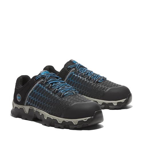 Timberland PRO Men's Powertrain Sport Alloy Safety Toe Industrial Athletic Work Shoe, Black/Blue-2024 New, 10