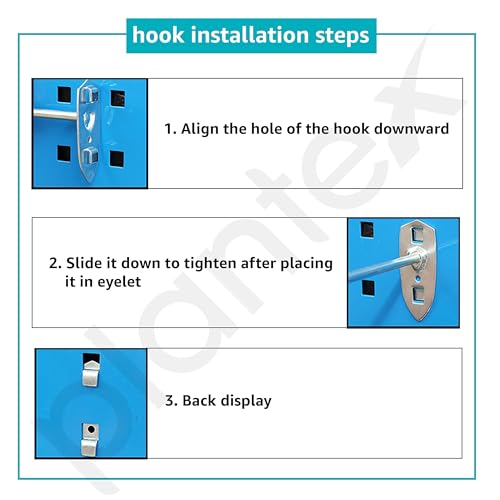 Image of Plantex Tool Organizer for Workshop /Metal Pegboard for Garages /Tool Storage Board /Hanging Pegboard - 120 x 45 cm (Silver)
