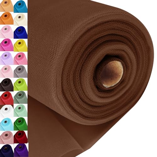 image for Ableme Deco Brown Tulle Fabric Roll Spool Bolt (54 Inch by 40 Yards) L