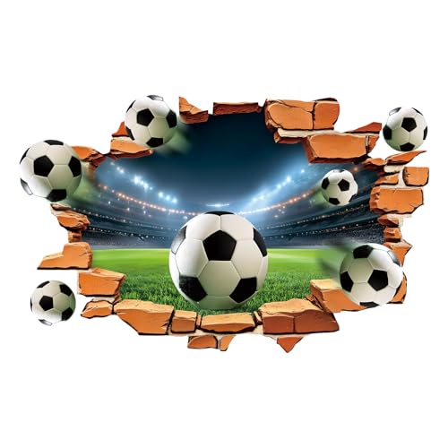 milaosk Stickers Muraux Football 3D Autocollant Mural Foot Stade avec Effet Mur de Briques Sport Vinyle Sticker Mural Déco Murale pour Chambre Enfant Salon,...